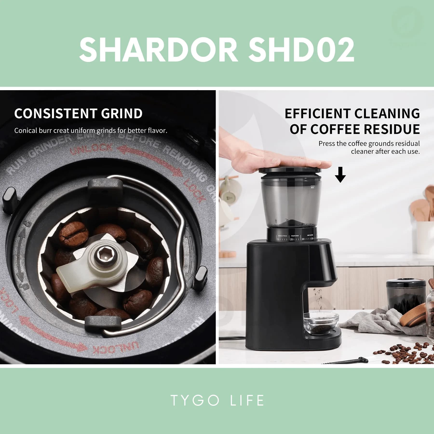 SHARDOR ELECTRIC ADJUSTABLE COFFEE GRINDER CANONICAL BURR