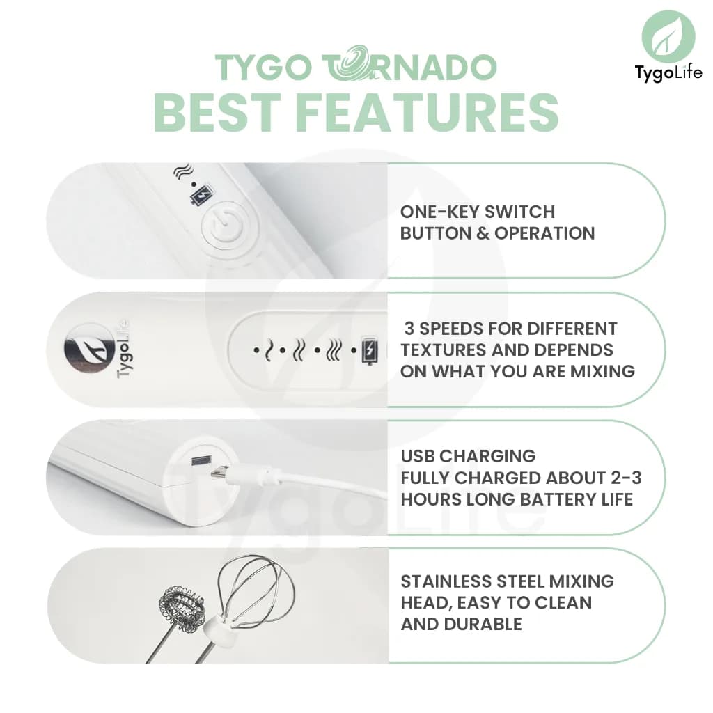 TYGO TORNADO 2IN1 MILK FROTHER EGG BEATER HAND MIXER