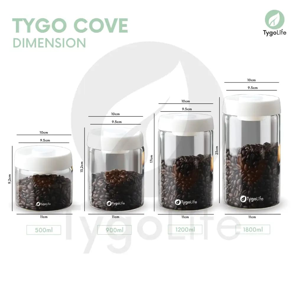 TYGO COVE VACUUM SEALED JAR TOPLES KACA VAKUM BIJI KOPI TEH BUMBU DAPUR