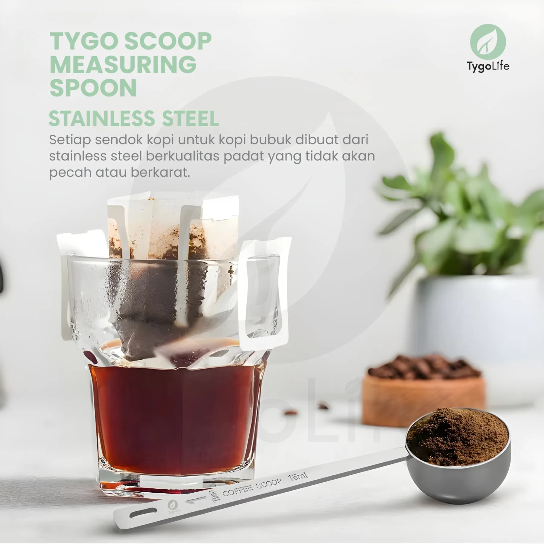 TYGO SCOOP MEASURING SPOON STAINLESS STEEL COFFEE SENDOK TAKAR