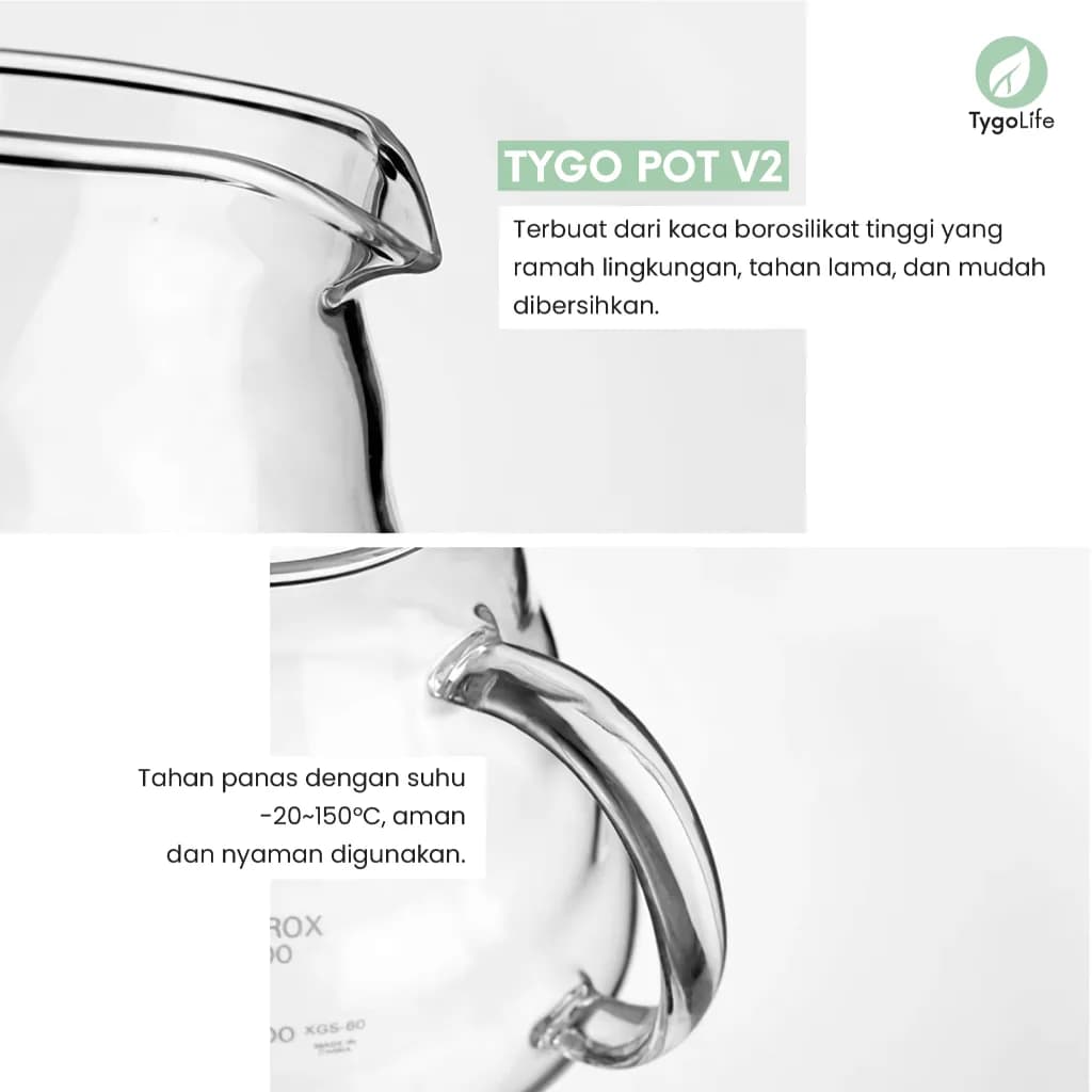 TYGO POT V2 COFFEE SERVER POUR OVER V60 DRIP BOROSILICATE GLASS