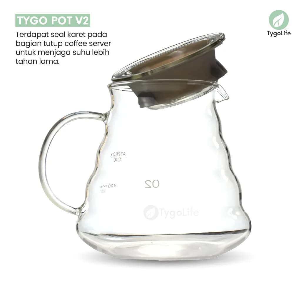 TYGO POT V2 COFFEE SERVER POUR OVER V60 DRIP BOROSILICATE GLASS